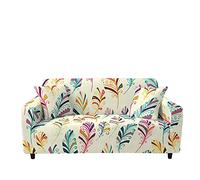 Lukery Sofa Covers 1/2/3/4 Seater 3D Plants Print High Stretch Sofa Protector Elastic Fabric Couch Slipcover Easy Fit Washable Non Slip Sofa Cover (2 Seater,Feather)