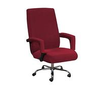 Lukery Stretch Jacquard Office Chair Cover High Back Computer Chair Covers, Soft Spandex Rotating Chair Slipcover with Arm Covers Removable Washable Office Desk Boss Chairs Protectors (Burgundy,XL)
