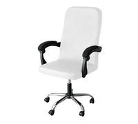 Lukery Stretch Office Chair Cover High Back Computer Chair Covers Soft Plain Spandex Rotating Chair Slipcover Removable Washable Universal Office Desk Boss Chairs Protectors (White,L)