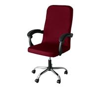 Lukery Stretch Office Chair Cover High Back Computer Chair Covers Soft Plain Spandex Rotating Chair Slipcover Removable Washable Universal Office Desk Boss Chairs Protectors (Burgundy Red,L)