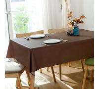 Lukery Table Cloth Wipe Clean, Solid Color PVC Rectangle Tablecloth Splash Proof, Waterproof Table Cover for Outdoor Dining Garden Picnic (Coffee color,120 * 120cm)