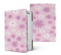 Lukery Universal Case for Kindle 6.8" 7", Ebook Reader E Reader Protective Case 3D Print Shockproof PU Leather Stand Cover with Handstrap, Compatible with All 6.8/7 inch (Pink Flower 2)