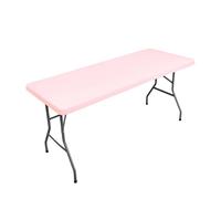 Lukery Waterproof Table Cloth Wipe Clean, Elastic Edged Fitted Rectangle Tablecloth, Washable Splash Proof Table Cover for Outdoor Dining Garden Picnic, Solid Color (Light Pink,153x76cm)