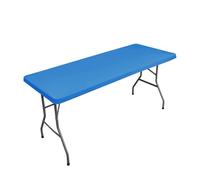 Lukery Waterproof Table Cloth Wipe Clean, Elastic Edged Fitted Rectangle Tablecloth, Washable Splash Proof Table Cover for Outdoor Dining Garden Picnic, Solid Color (Blue 01,183x76cm)