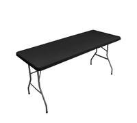 Lukery Waterproof Table Cloth Wipe Clean, Elastic Edged Fitted Rectangle Tablecloth, Washable Splash Proof Table Cover for Outdoor Dining Garden Picnic, Solid Color (Black 01,183x76cm)