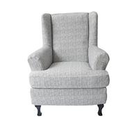 Lukery Wingback Chair Covers 2 Piece, Spandex Sofa Cover Stretch Wing Chair Slipcover Armchair Covers Washable Furniture Protector for Living Room Bedroom Hotel (One Size,Light Grey)