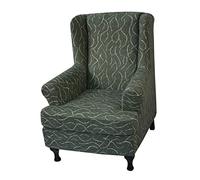 Lukery Wingback Chair Covers 2 Piece, Spandex Sofa Cover Stretch Wing Chair Slipcover Armchair Covers Washable Furniture Protector for Living Room Bedroom Hotel (One Size,Dark Green)