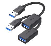 LUKFOCAB USB 3.0 Extension Cable 1ft / 0.3M (2 Pack), Type A Male to Female, 5Gbps High-Speed Data Transfer USB Extender for Mouse, Keyboard, Printer, Flash Drive, Webcam, etc (Ultra Short Cord)
