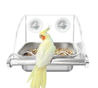 LUKHMELF Bird Feeder for Cage,Transparent Bird Feeders, Bird Feeder with Anti-Slip Stand, Stainless Steel Bird Bowls Parakeet Feeder,for Parakeet, Psittacus Erithacus, Lovebirds,Budgies, Transparency