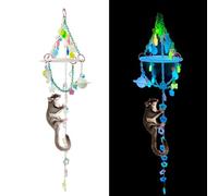 LUKHMELF Glow in the Dark Sugar Glider Planet Moon Space Platform Toy - Hanging Climbing Toy for Sugar Glider Cage Accessories