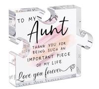 LukieJac Aunt Gifts - Unique Acrylic Puzzle-Shaped Plaque Desk Decoration for Aunt's Birthday, Christmas, Wedding, Mother's Day