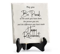 LukieJac Retirement Gifts for Women Men 2022 Best Ceramic Retirement Plaque 6"*6" Happy Retirement Table Decorations Sign for Mom Teacher Nurses Coworker