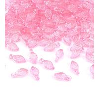 Lukiisoo 1200pcs Acrylic Leaf Charms Transparent Acrylic Plant Tree Leaf Charms Acrylics Leaves Shaped Beads Charm Small Cute Leafs Pendants for Jewelry Making Earring Bracelet DIY Craft(Light Pink)