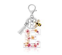Lukiisoo Letter Keychains, Acrylic Initial Keychain for Women, Cute Alphabet Tassel Bee Key Chains, Girl's Keyrings Gifts, Backpack Purse Charms(Letter E), Pink, Medium