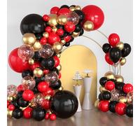 Lukiituke Red Black and Gold Balloon Arch Kit, 114PCS Red Black Gold Balloons 4 Size for Birthday, Casino Theme Party, Movie Night, New Year, Wedding, Graduation Party Decorations
