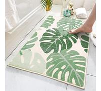 Lukinbox Bath Mats for Bathroom, Green Leaf Non Slip Bathroom Rug, Cute Small Washable Bath Rug Floor Door Mat for Indoor Shower Bathtub Decor, 18"x26"