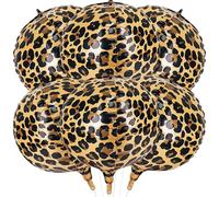 Lukinuo 12 Pcs Leopard & Cheetah Print Foil Balloons 22 Inch 4D Large Metallic Round Leopard Balloons Cheetah Print Decoration for Birthday Party Camo Animal Jungle Adventure Baby Shower Wedding