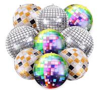 Lukinuo Disco Ball Decoration, Helium Balloons, Pack of 9 Disco Ball Balloons, 22 Inch 4D Party Decoration Balloons, Birthday, Colourful Disco Foil Balloons, for Disco Theme Party, Birthday Party