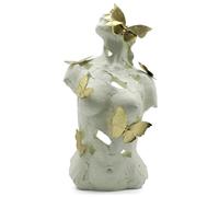 Lukitas Abstract Female Bust with Butterflies Statue and Sculpture, Body Figurine Art Decor, Beauty of Defects, Aesthetic Ornament for Office Living Room Bedroom, Beige, Resin 16.5"