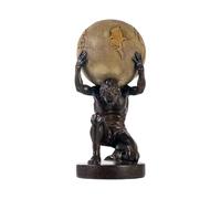 Lukitas Atlas Holding Up World Statue and Sculpture, Brown, Resin 11.5''