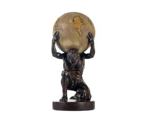 Lukitas Atlas Holding Up World Statue and Sculpture, Brown, Resin 11.5''
