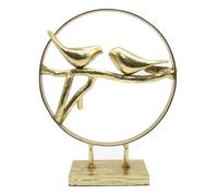Lukitas Bird with Circle Statue Decor, Golden Blessing Birds Sculpture, Creative Decorative Desktop Ornament for Bedroom Living Room Office Cabinet, Golden, Resin
