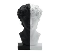 Lukitas David Head Decorative Bookends - Heavy Duty Non-Slip Book Holders, Classical Artistic Sculpture for Office Home Bookshelf Decor, Black & White Contrasting Color Pair, Resin 9.5''