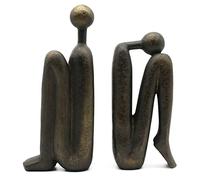 Lukitas Thinker Statues and Sculptures, Decorative Bookends Nonskid, Book Stopper for Shelves, Resin