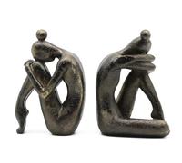 Lukitas Unique Decorative Girl Thinker Bookends, Home Office Books Shelves Stoppers Holder, Nonskid Book Stoppers, Creative Desktop Ornaments for Study Room Hotel Office Shelves, Resin, 1Pair/2Piece