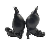 Lukitas Upside Down Hippo Decorative Bookends - Non-Slip Book Holders, Whimsical Animal Ornaments for Office Home Bookshelf Decor, Black, Resin 8.5''