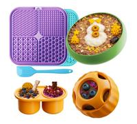 LUKITO Lick Mat, Ball & Bowl with Peanut Butter, Frozen Treat Puzzle Dispenser for Anxiety Relief, Reduce Boredom, Perfect for Bathing Grooming (6 in 1)