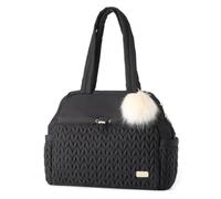 LUKJOJO Asha Diaper Bag Tote For Daily Use, Travel Shoulder Diaper Bag With Long Strap And Stroller Clips Hospital Bag For Labor Delivery,Practial Baby Bag For New Parents (beige) (Black)