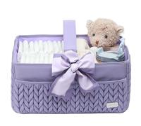 LUKJOJO Baby Nappy Organiser Storage Caddy, Portable Nursery Storage Basket (Purple)