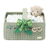 LUKJOJO Nappy Organiser Storage Caddy, Portable Nursery Storage Basket For Newborn Essentials, Baby Shower Gifts Basket For Changing Table,Registry Must-Haves, Car Diaper Caddy(Sage Green)