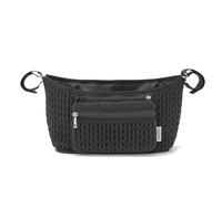 LUKJOJO Stroller Organizer - Stylish 3D Herringbone Quilting Nylon, Universal Fit, Detachable Bag, Adjustable Multi-Storage for Baby Essentials (Black-B)