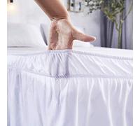 LUKKC Ruffled Solid Bed Skirt Valances,Wrap Around Style,small/double/single/king Size Elastic Bed Wrap Ruffles Bed Skirt 40CM Drop (Color : A, Size : 150x200cm+38cm)