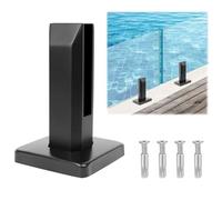 LukLoy 1 PACK 2.1lb T304 Stainless Steel Square Glass Railing Spigots Heavy Duty Frameless Clamp Bracket for Pool Fence, Deck Balusters, Balcony, Patio, Stairs Indoor and Outdoor, Black - LEVEL 2
