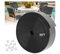LukLoy (2" x 10') Vinyl Straps for Patio Chair Repair Kit + 20 Rivets, Cuttable Replacement Straps for Outdoor Garden Lawn Deck Pool Balcony Beach Furniture Chaise Lounge Repair, Black