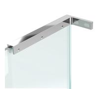 LukLoy Fixed Glass Bracket Wall to Glass Shower Support Bar L Shape Stabilizer Mounting Bracket for 8-12mm Shower Glass Panel, No Drill in Glass (Chrome, Glass on Left)