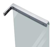 LukLoy Fixed Glass Shower Panel Wall to Glass Support Bar, Frameless Glass Clamp L Shape Stabilizer Mounting Bracket, No-Drill-in-Glass (Mirror Chrome, Glass on The Right)