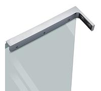 LukLoy Fixed Glass Shower Panel Wall to Glass Support Bar, Frameless Glass Clamp L Shape Stabilizer Mounting Bracket, No-Drill-in-Glass (Glass on Left, Mirror Chrome)