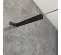 LukLoy Fixed Glass Support Bracket Stabilizer Brace, Frameless Glass to Wall Clamp Shower Glass Support Bar L Shape Mounting Bracket, No-Drill-in-Glass. (Glass on Right, Matte Black)