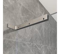 LukLoy Fxied Glass Shower Panel Wall to Glass Support Bar, Frameless Glass Clamp L Shape Stabilizer Mounting Bracket, No-Drill-in-Glass. (Glass on Right, Brush Finish)