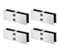LukLoy Railing Glass to Glass Clamp, Stainless Steel 304 Bracket for Glass Balustrade Railing Pool Fence (4, 180 Degree)