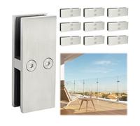 LukLoy Railing Glass to Glass Clamp, Stainless Steel 304 Bracket for Glass Balustrade Railing Pool Fence (10 Piece 180°)