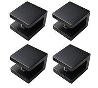 LuKLoy Shower Glass Clamp, No-Drill-on-Glass Fixed Panel Shower Door Clip Holder Bracket Support U-Clamp (4, Black, 6~10mm)