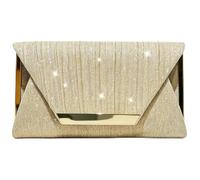 LUKLUKTAISUN 2026 Dressy Evening Bag for Women Shimmering Formal Purse Fold Over Envelope Handbag Wedding Minimalist Clutch, Gold, 8.86" x 5.12" x 1.57"