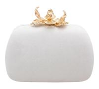 LUKLUKTAISUN 2026 Elegant Gold Hardware Clasp Clutch Solid Evening Bag, White, 7.48"x 5.12" x 1.77"