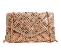 LUKLUKTAISUN 2026 Rhinestones Clutch Purses for Women 3d Sparkly Evening Bags PU Leather Handbag for Wedding Party Cocktail, Gold