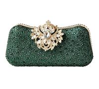 LUKLUKTAISUN 2026 Sparkly Rhinestone Clasp Clutch Crystal Evening Bag, Green